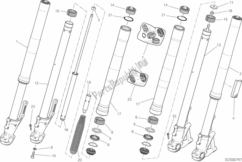 All parts for the Front Fork of the Ducati Scrambler Cafe Racer Thailand 803 2018